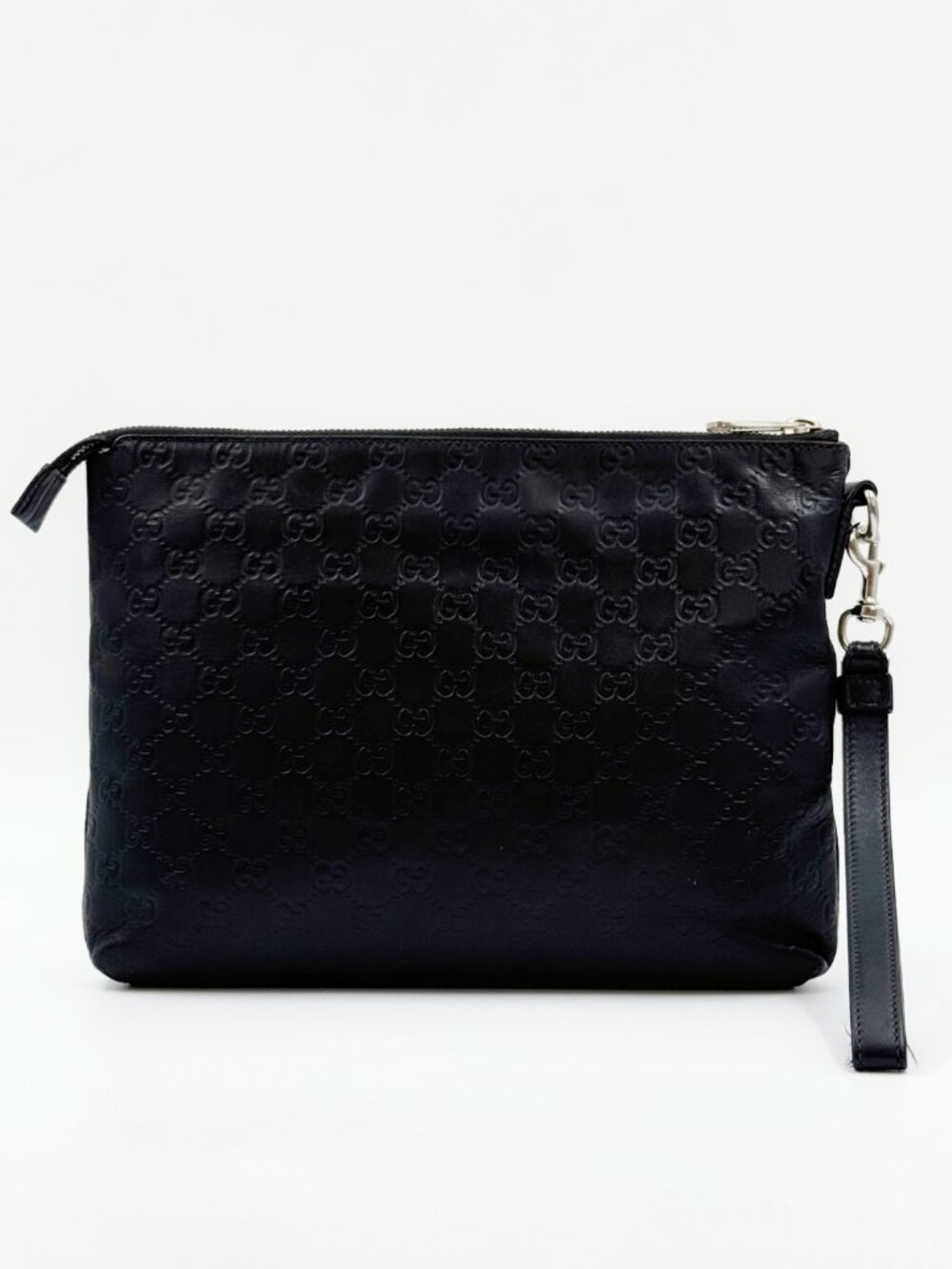 Gucci Micro Guccissima Black Leather Wristlet Clutch Pouch - Picture 3 of 14